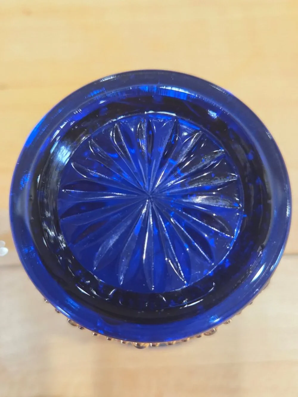 Vintage Cobalt Blue Glass Gold Gilt Toothpick Holder Votive Cup